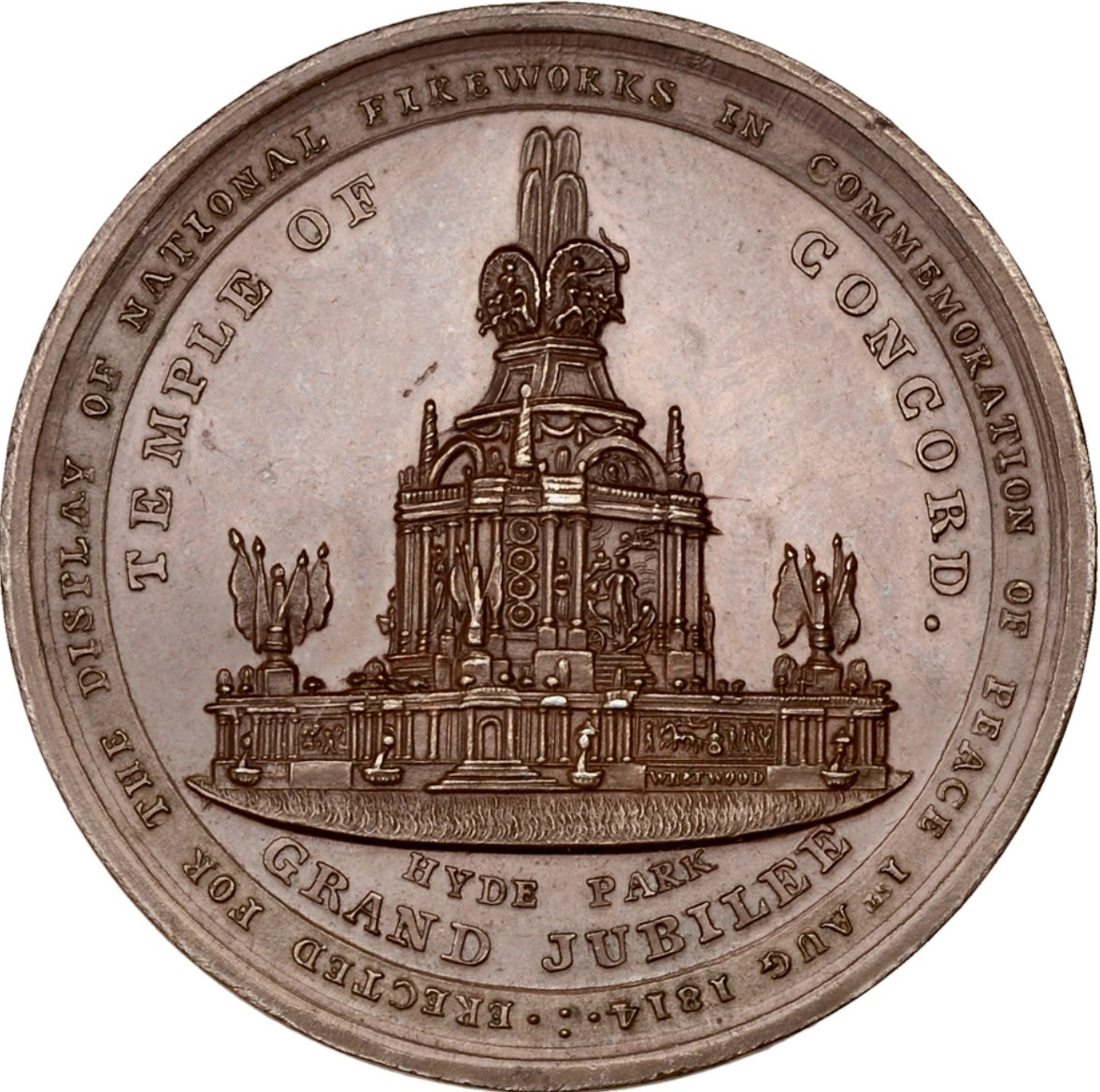 1814 Celebrations for the signing of the Treaty of Paris 43mm bronze medal BHM 826 EF