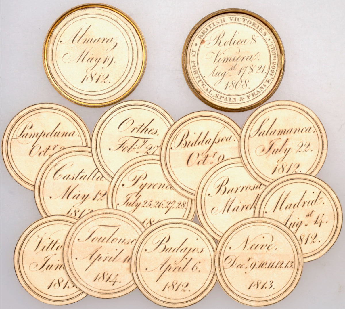 1815 Wellington's Continental Victories 47.5mm bronze box medal BHM 885 E1075a