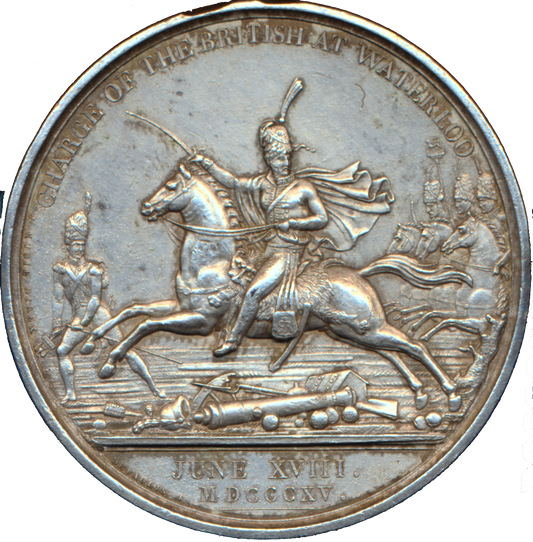 1815 Charge of the British at Waterloo 41mm silver medal BHM 859 E1069