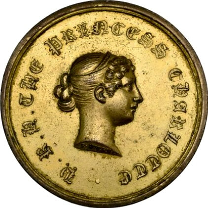 1817 Death of Princess Charlotte 50mm gilt-bronze medal by E Avern BHM 936