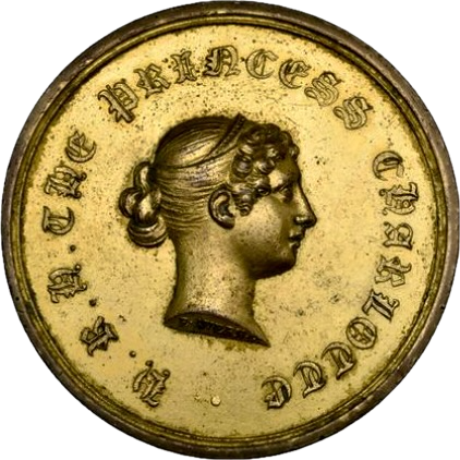 1817 Death of Princess Charlotte 50mm gilt-bronze medal by E Avern BHM 936