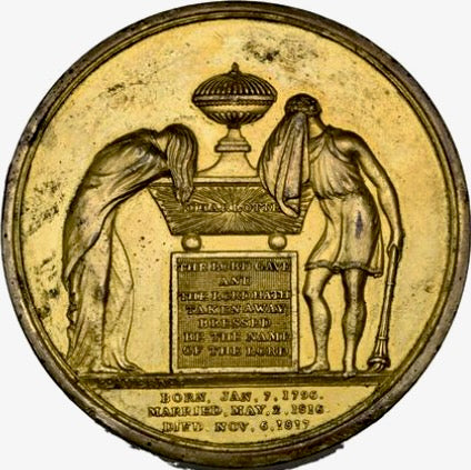 1817 Death of Princess Charlotte 50mm gilt-bronze medal by E Avern BHM 936