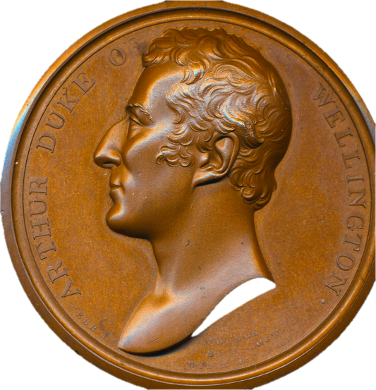 1819 Dule of Wellington, Governer of Plymouth 56mm bronze medal in case BHM 986 Eimer 1118