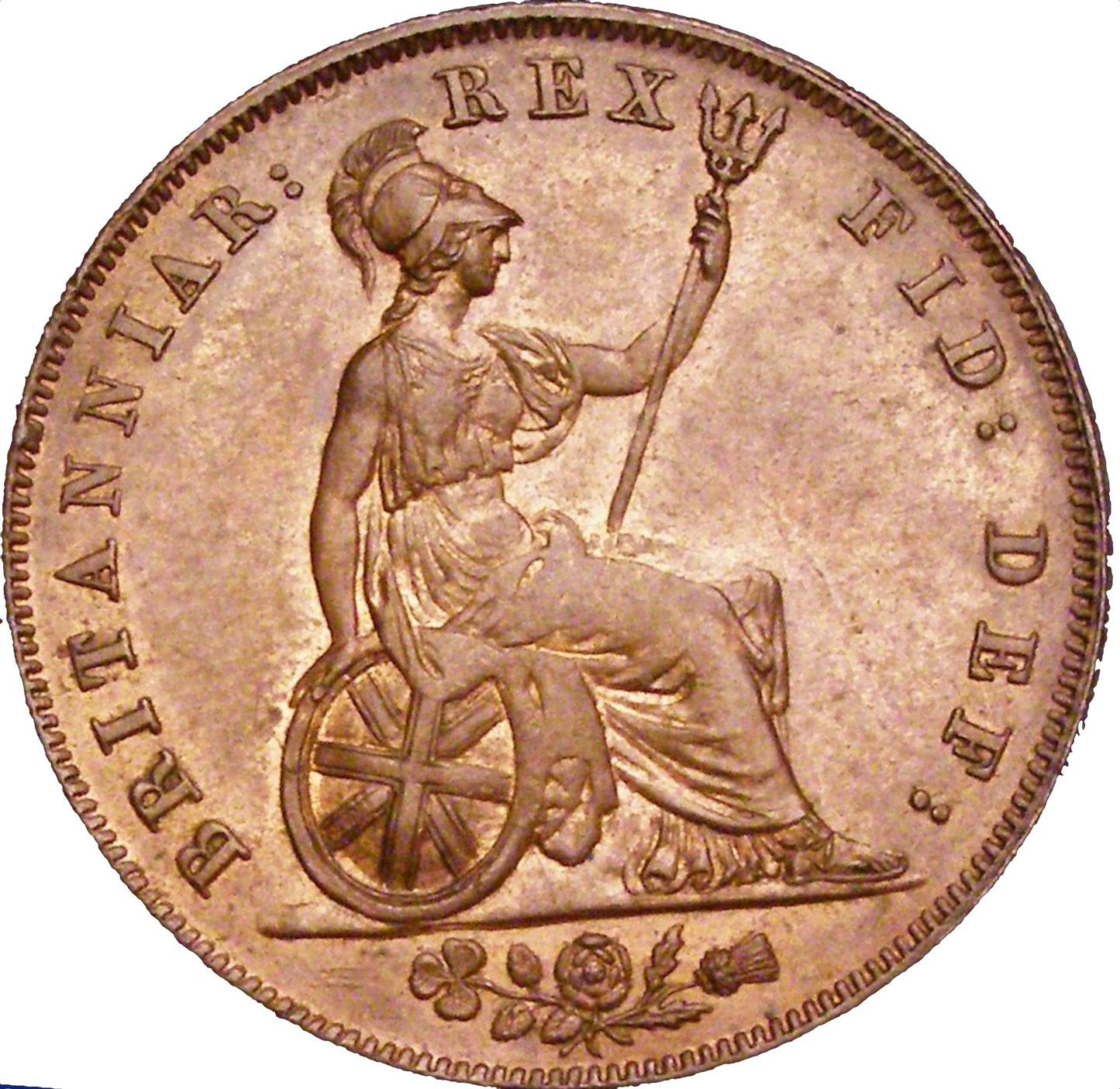 1827 Halfpenny S3824 BMC 1438 UNC