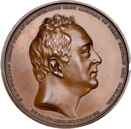 1827 William, Duke of Clarence, Lord High Admiral 65mm bronze medal BHM 1296 E1192 EF