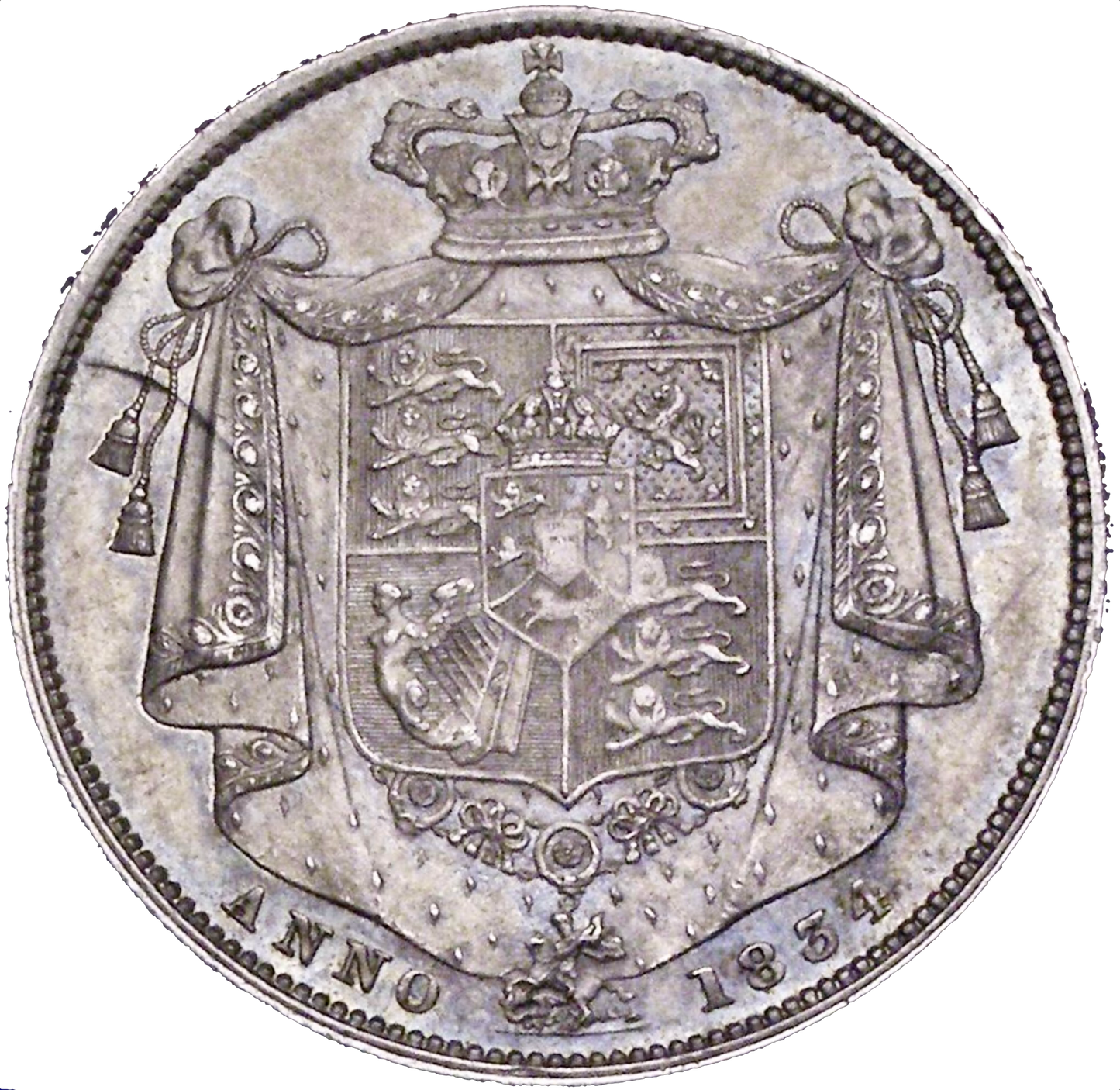 1834 Halfcrown S3834A ESC 2474 WW in capitals Rare AUNC