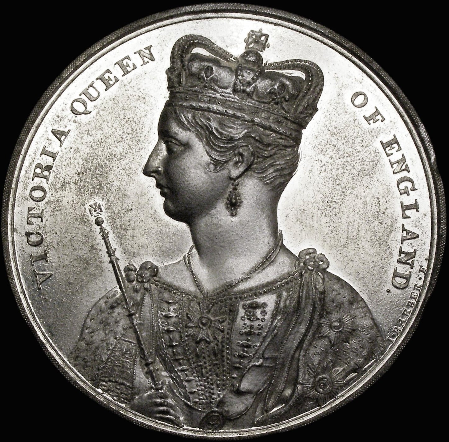 1838 Coronation 74mm white metal medal  E1311 BHM 1803