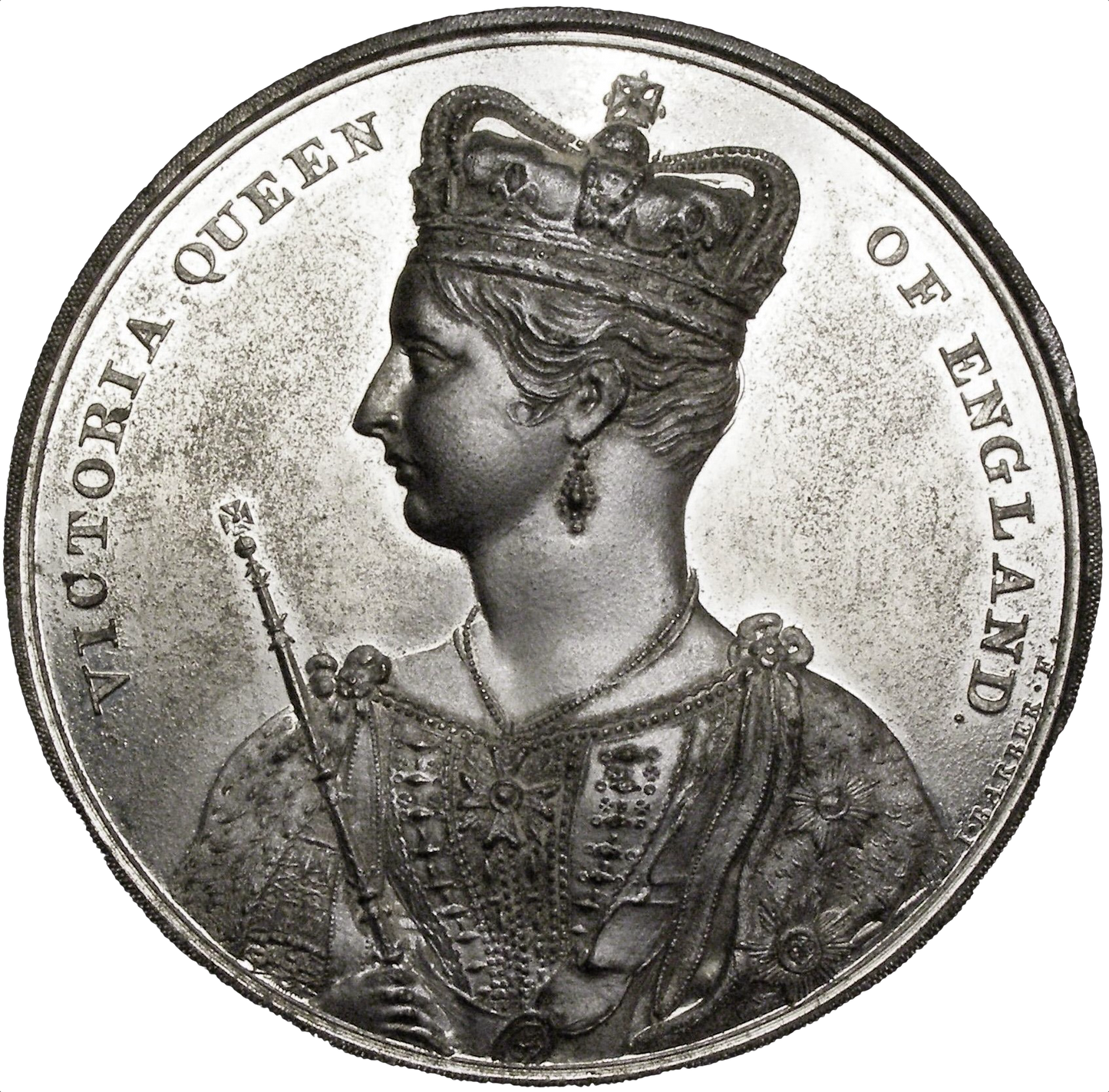 1838 Coronation 74mm white metal medal  E1311 BHM 1803