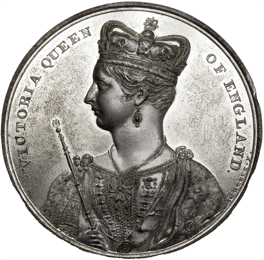 1838 Coronation 74mm white metal medal  E1311 BHM 1803