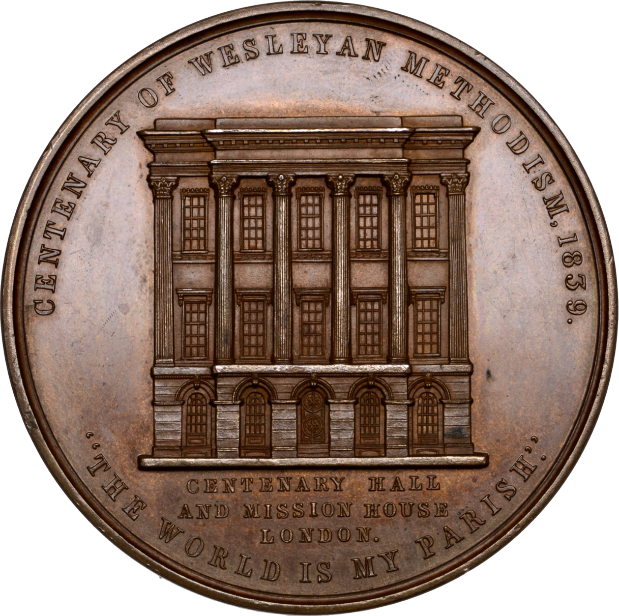 1839 Centenary of Wesleyan Methodism 65mm copper medal BHM 1895 E 1329a