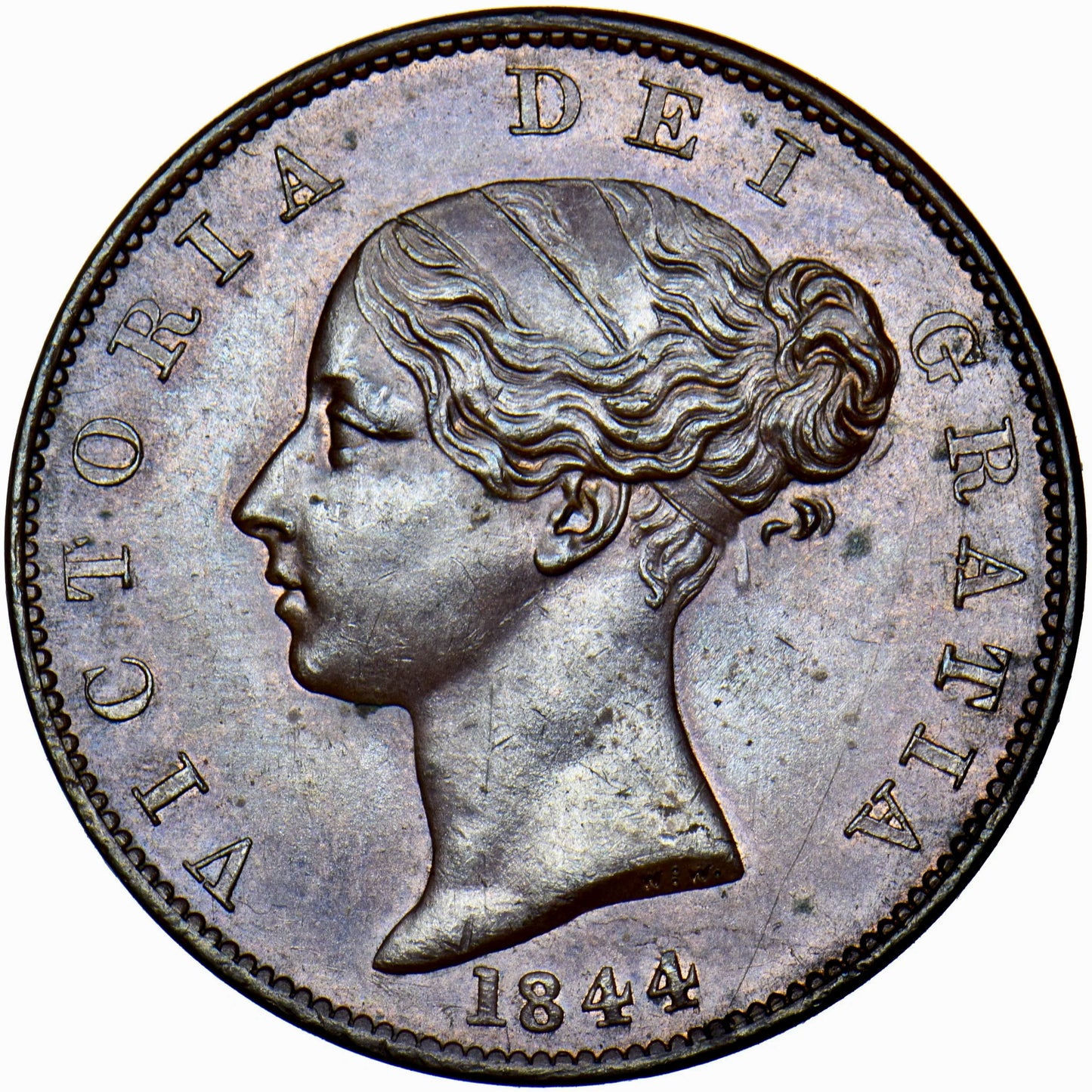 1844 Halfpenny S3949 BMC 1528 Scarce AUNC
