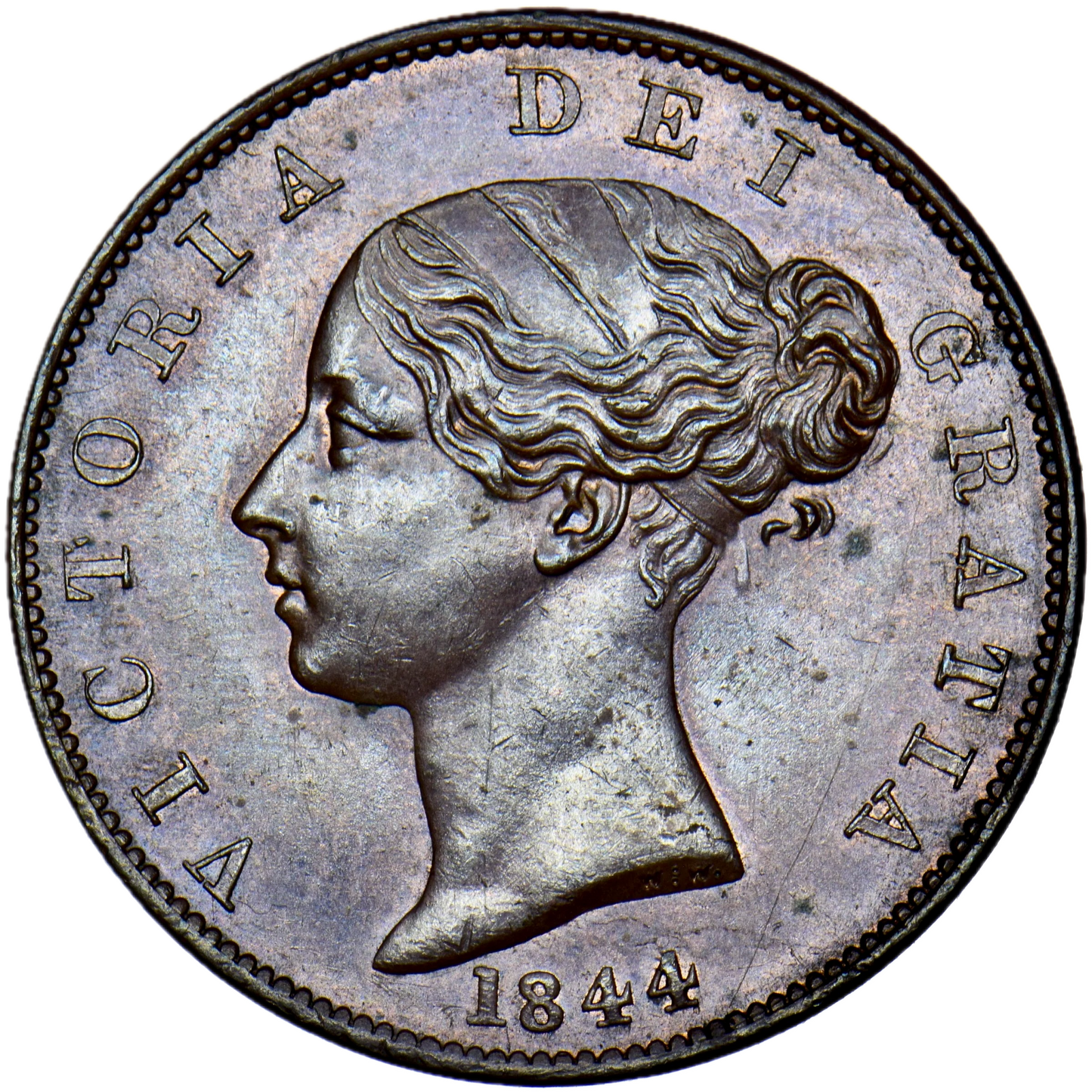 1844 Halfpenny S3949 BMC 1528 Scarce AUNC