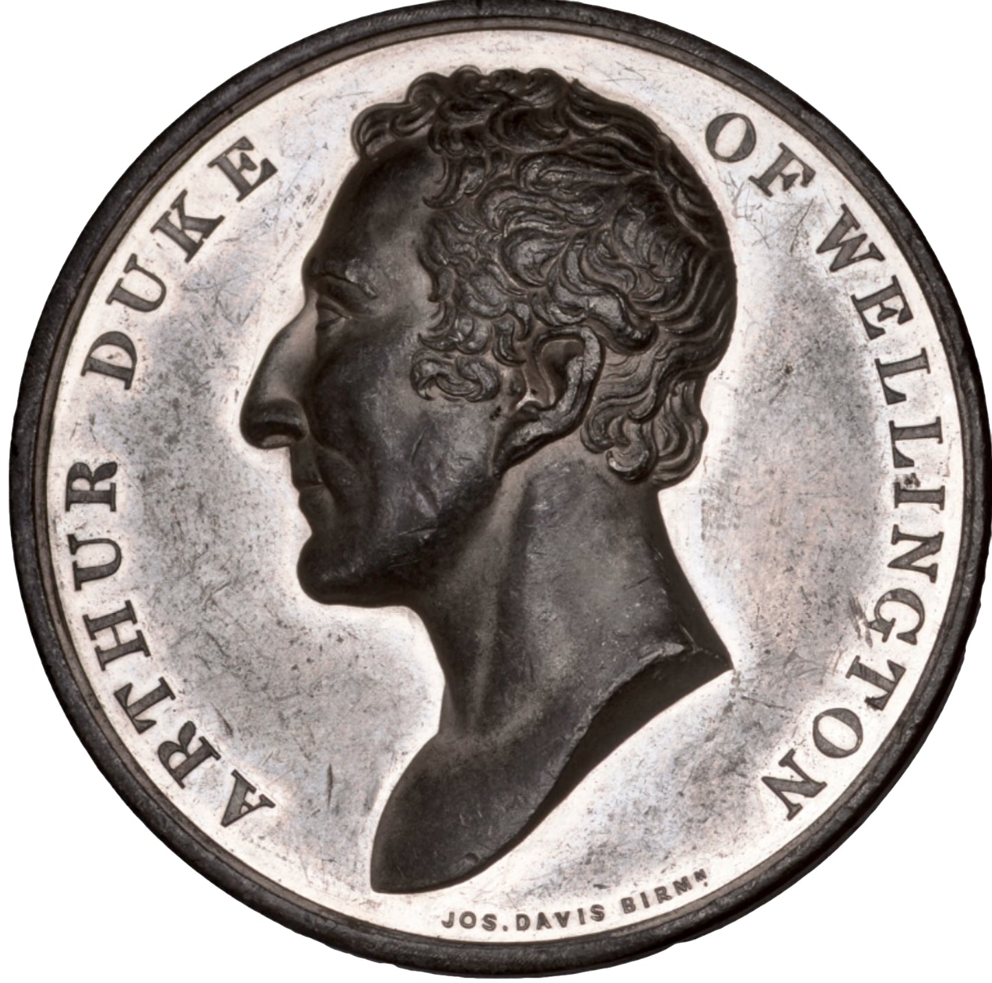 1844 Duke of Wellington, Equestrian statue 51mm white metal medal BHM 2195