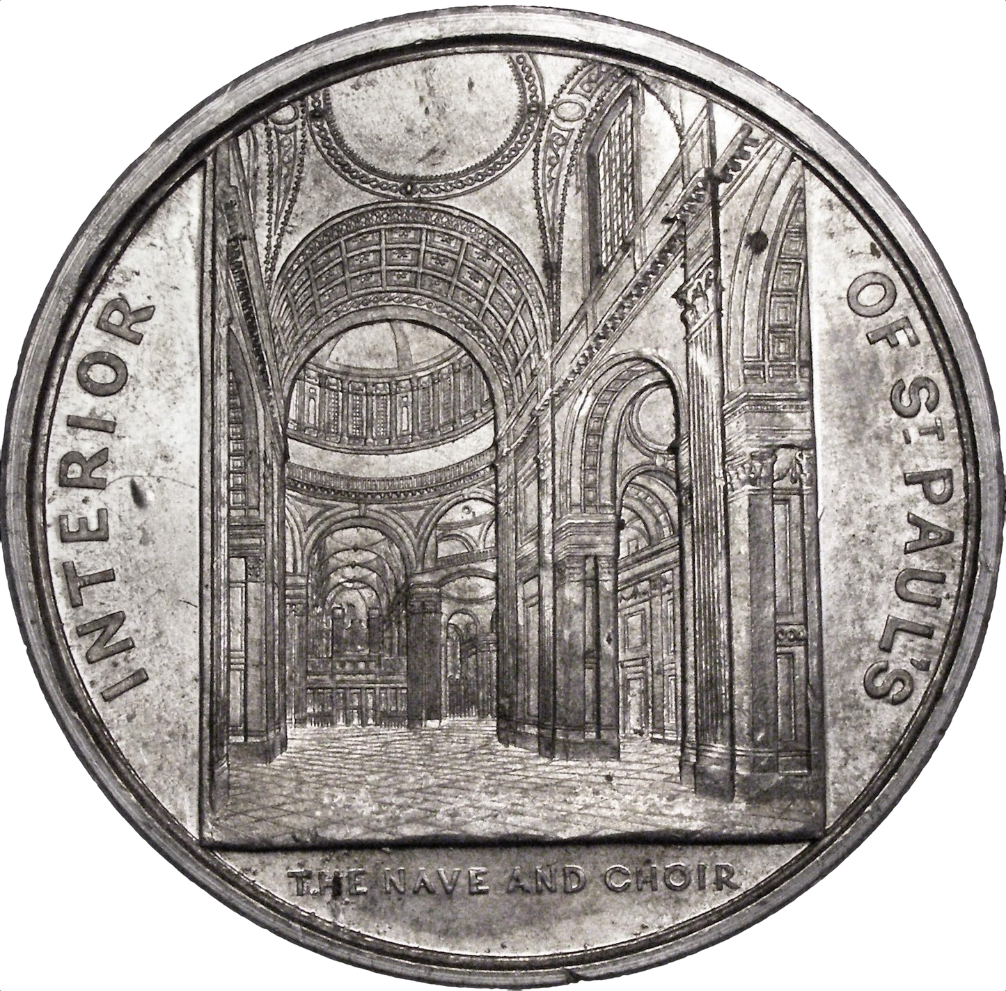1842 St Pauls Cathedral 61mm white metal medal by J Davis BHM 2377/ BHM 2498