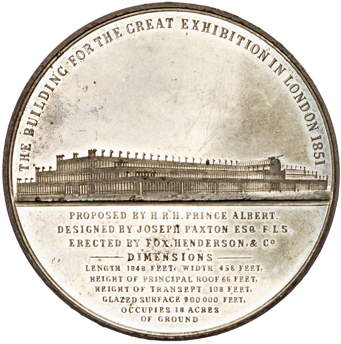 1851 Great Exhibition 74mm white metal medal by T Ottley Very Rare RR BHM 2446 E1461