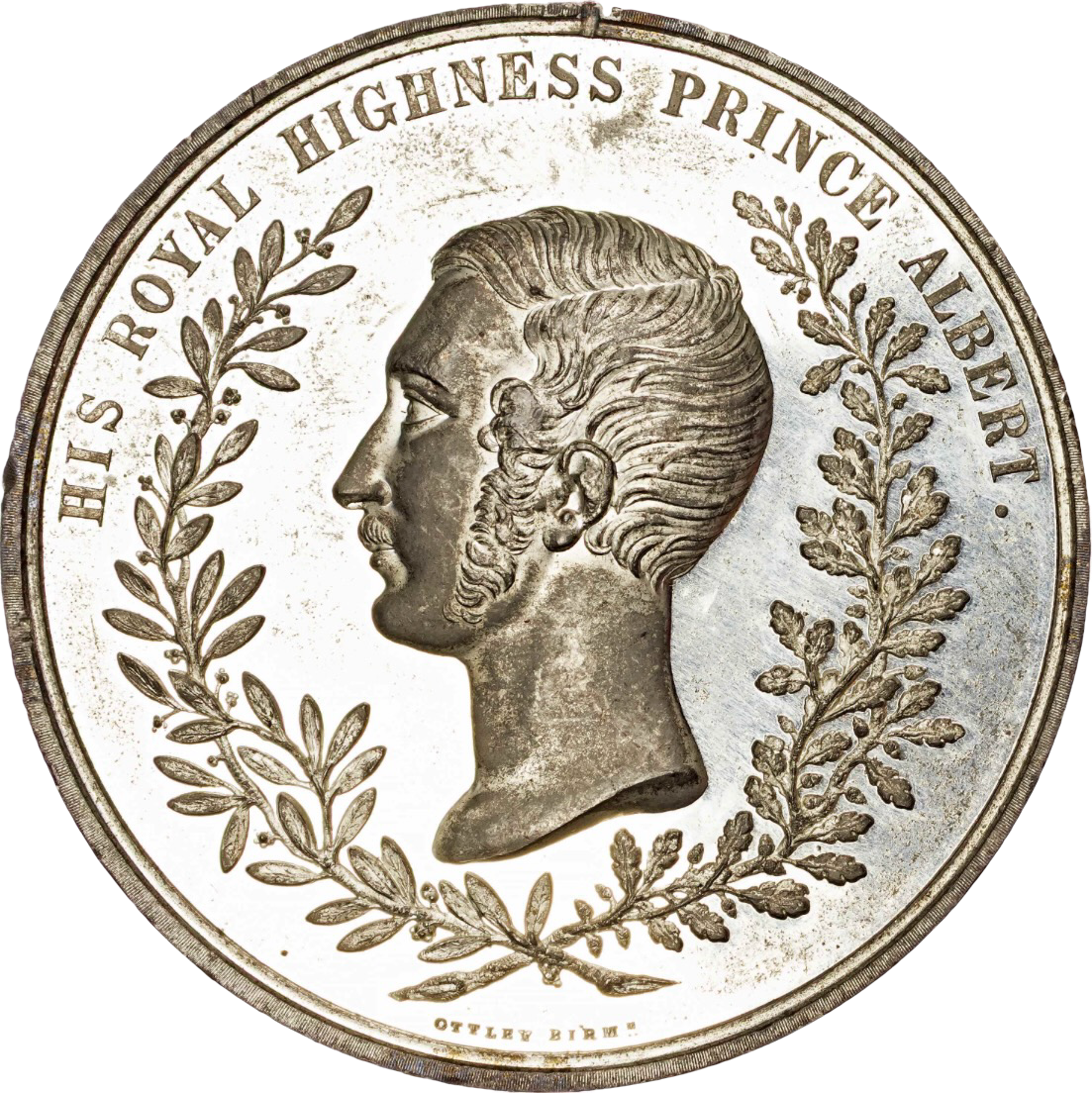 1851 Great Exhibition 74mm white metal medal by T Ottley BHM 2449