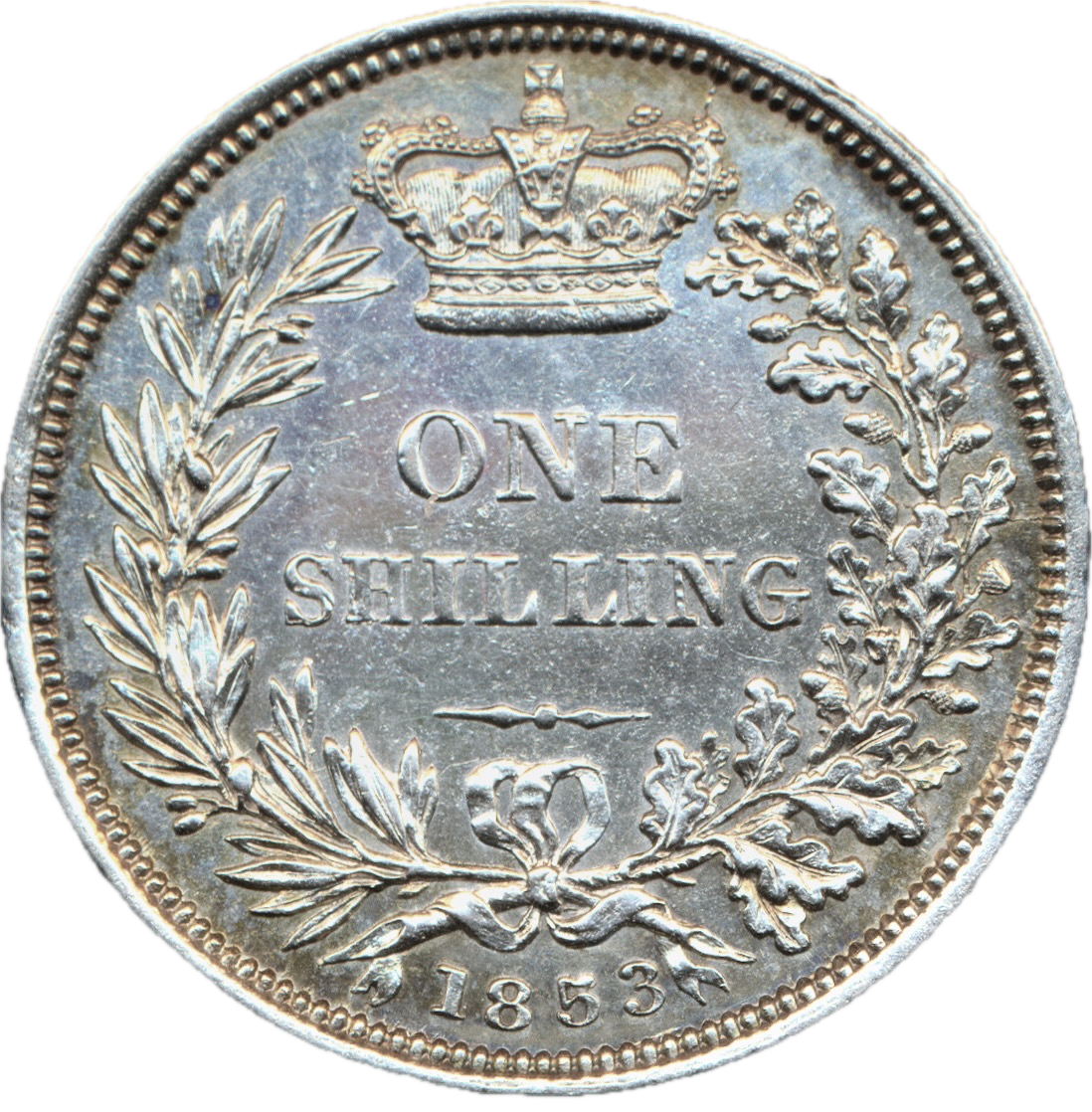 1853 Shilling Second young head S3904 ESC 3002 Scarce AUNC