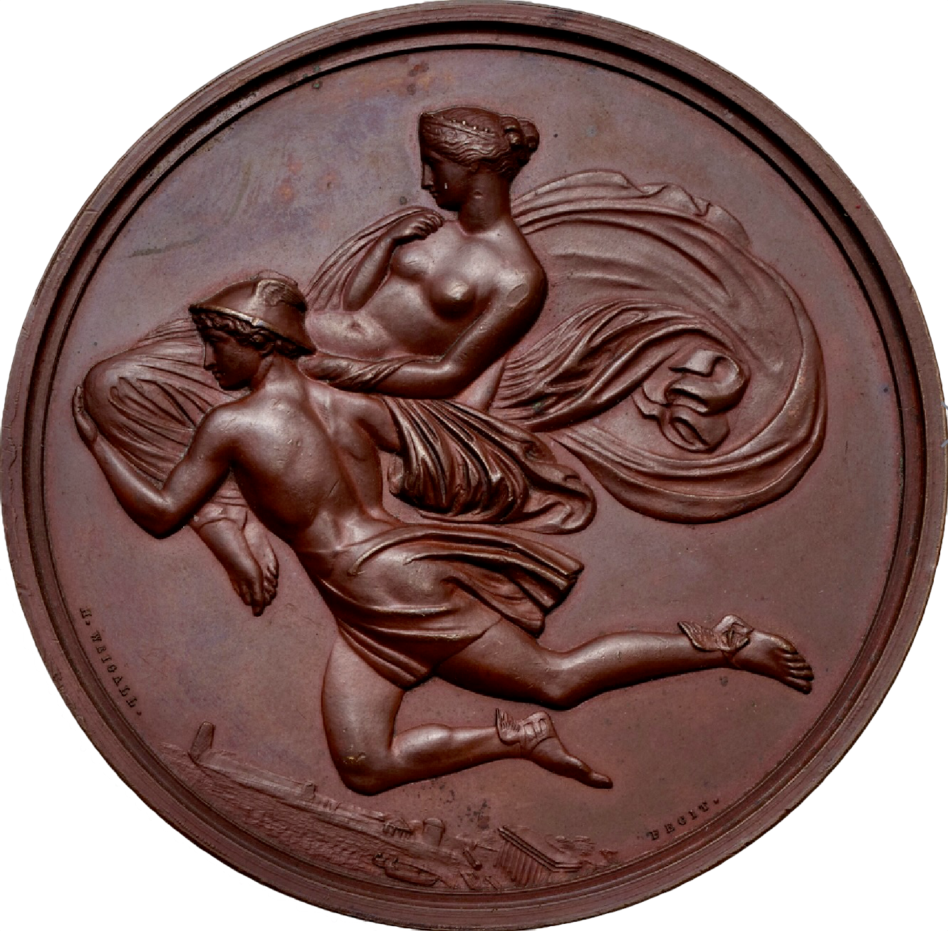 1854 John Flaxman Art Union of London 56mm copper medal BHM 2530 E1479