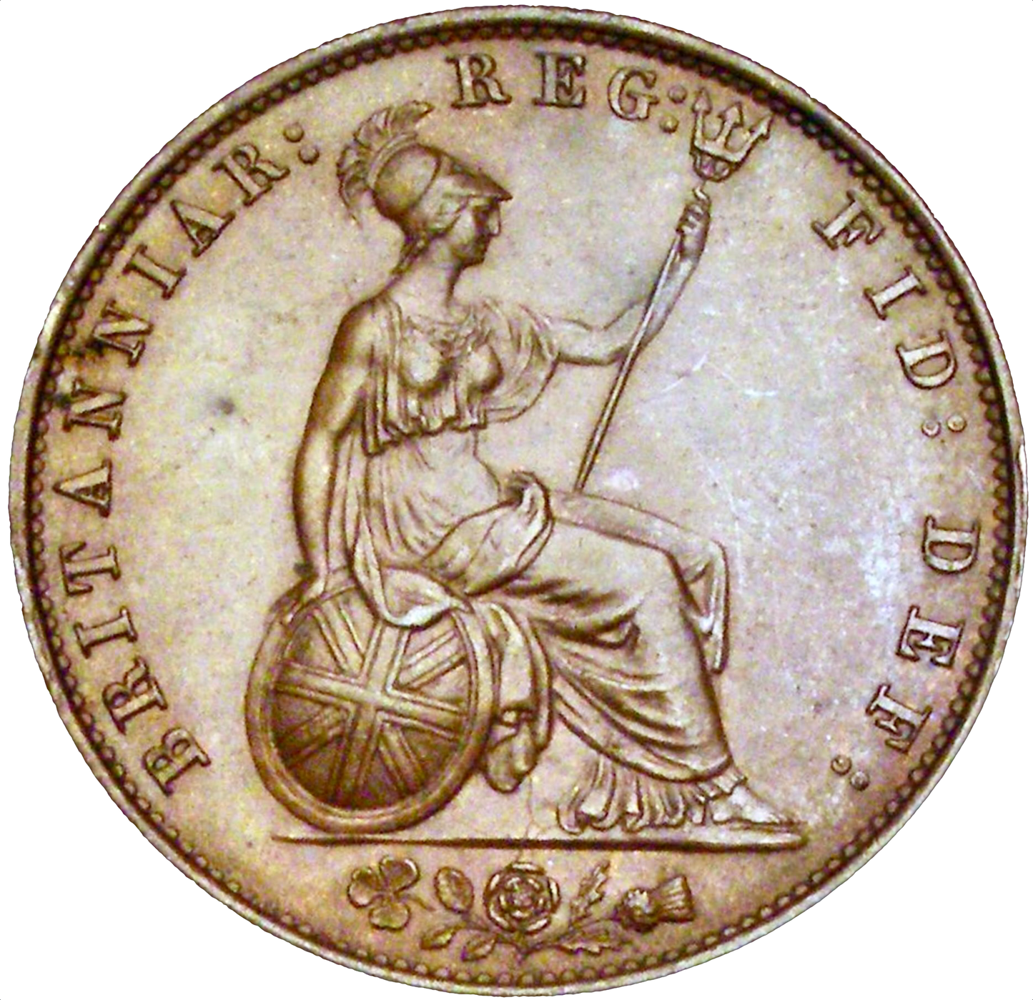 1858/7 Halfpenny S3949 BMC 1548 UNC