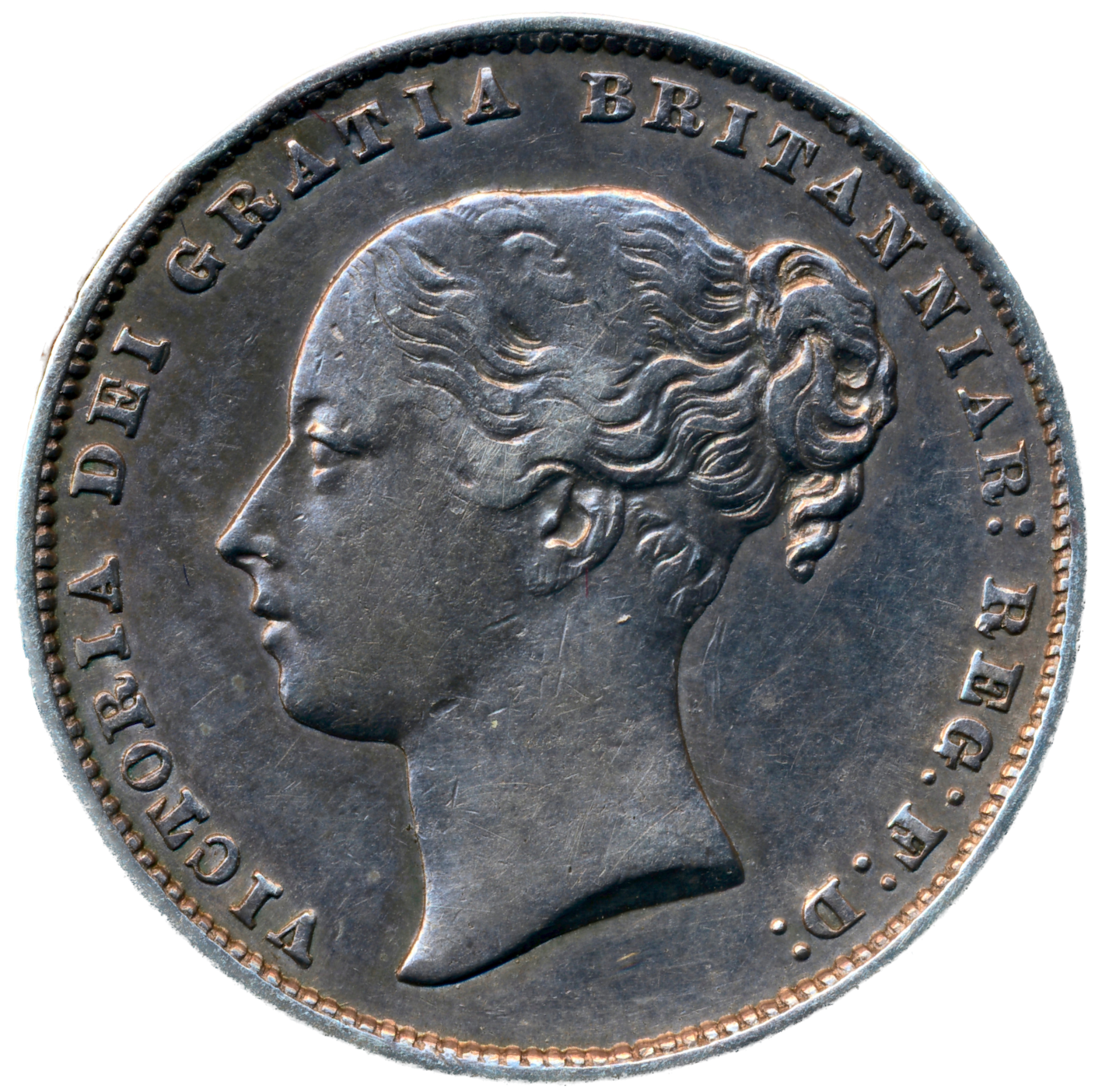 1858/58 Shilling Second young head S3904 ESC 3013 Excessively rare (R4) VF