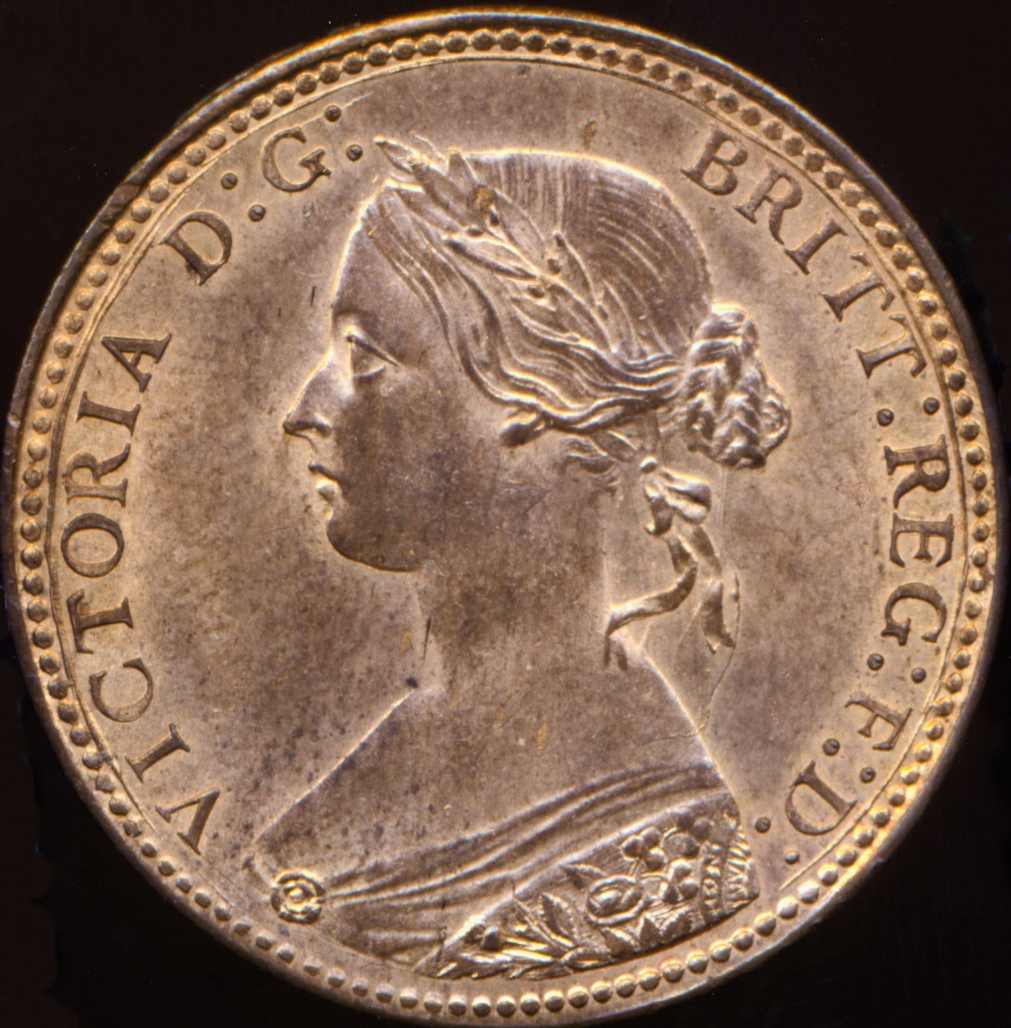 1860 Halfpenny F 258 Obv 1 Rev A Rare (R8) UNC