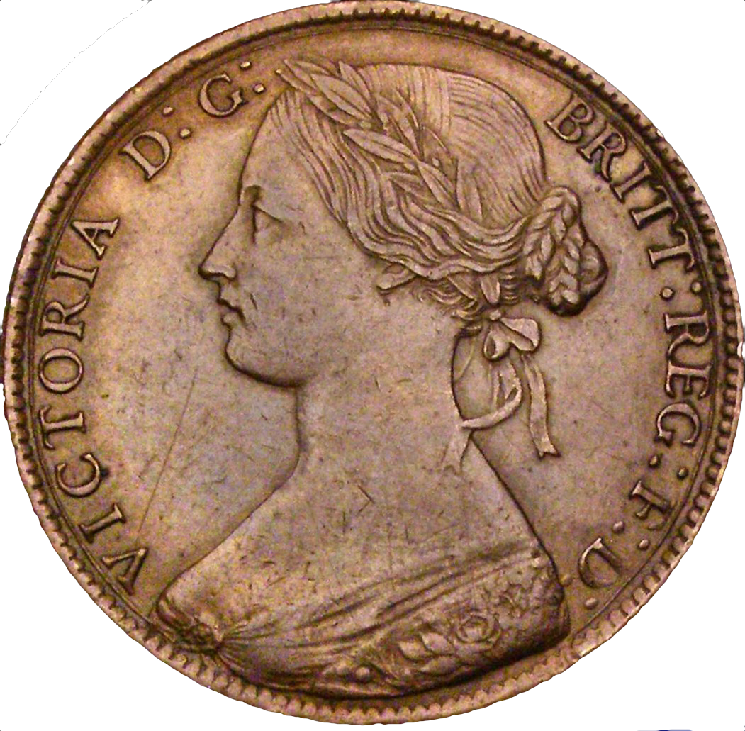1861 Penny S3954 F26 Obv 5 Rev D NEF