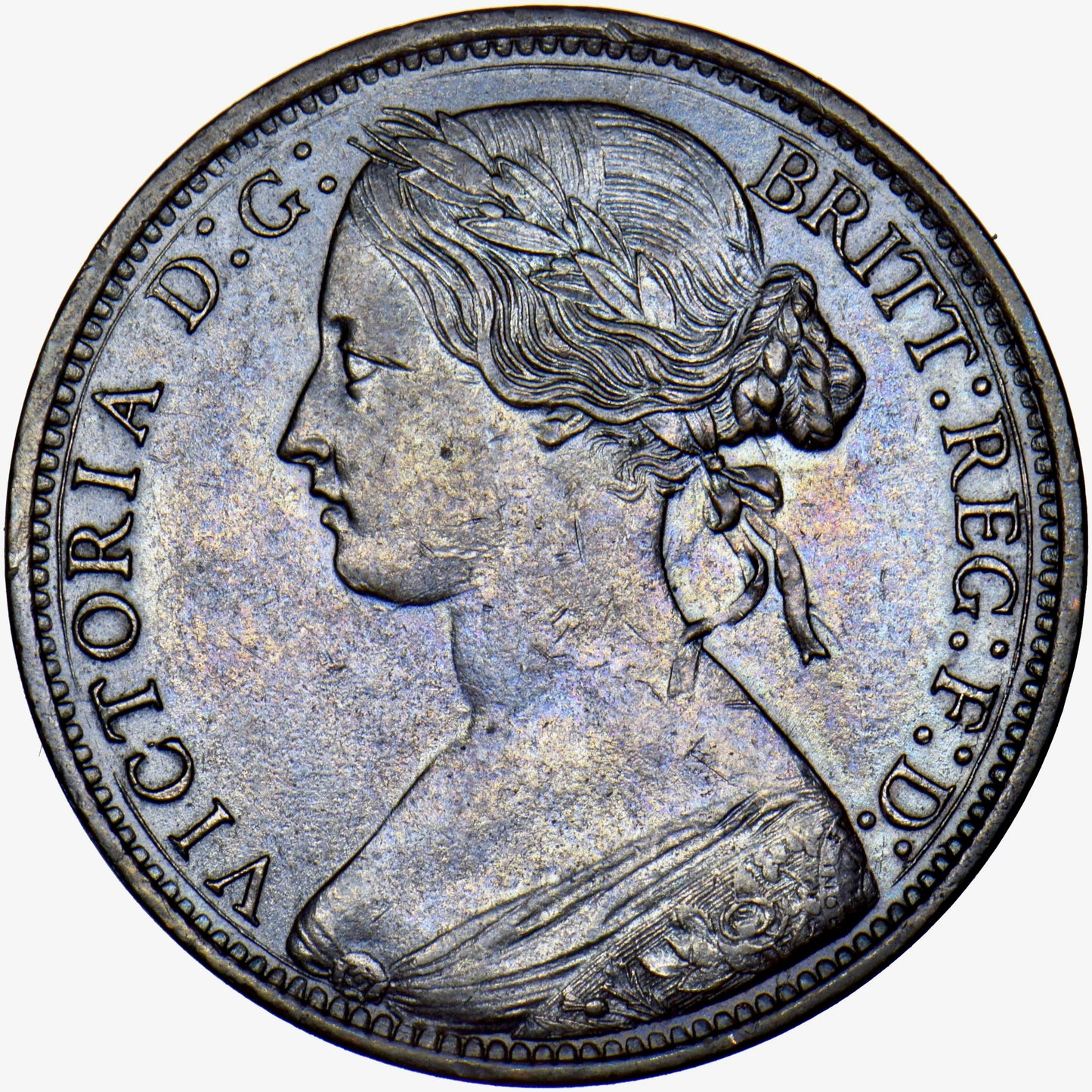 1861 Penny S3954 F33 Obv 6 Rev G GEF