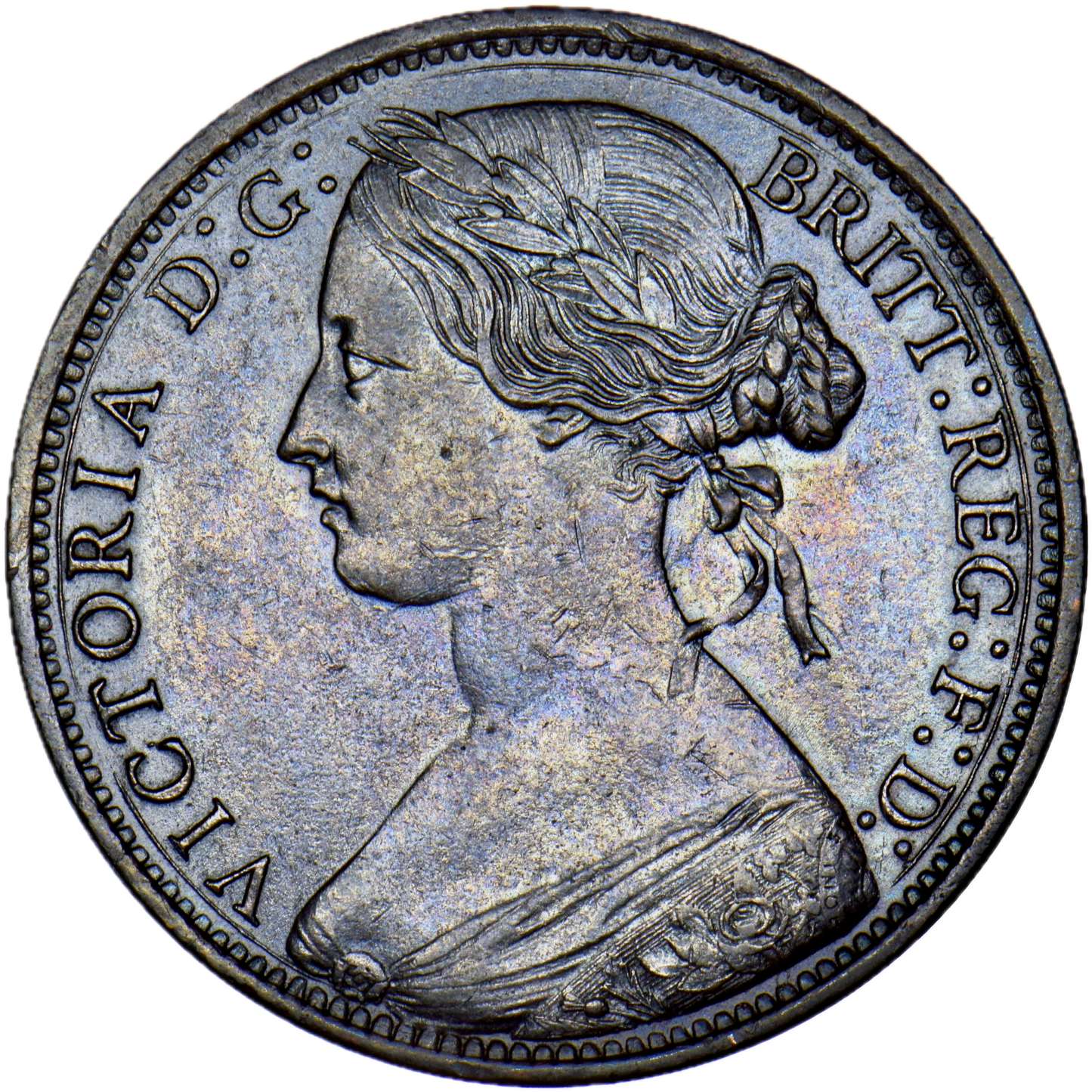 1861 Penny S3954 F33 Obv 6 Rev G GEF