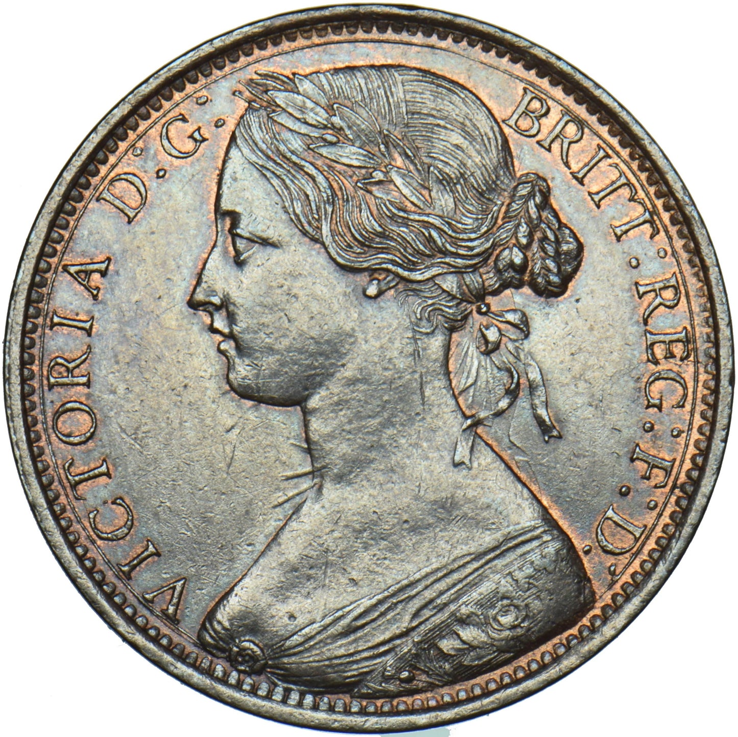 1861 Penny S3954 F33 Obv 6 Rev G UNC