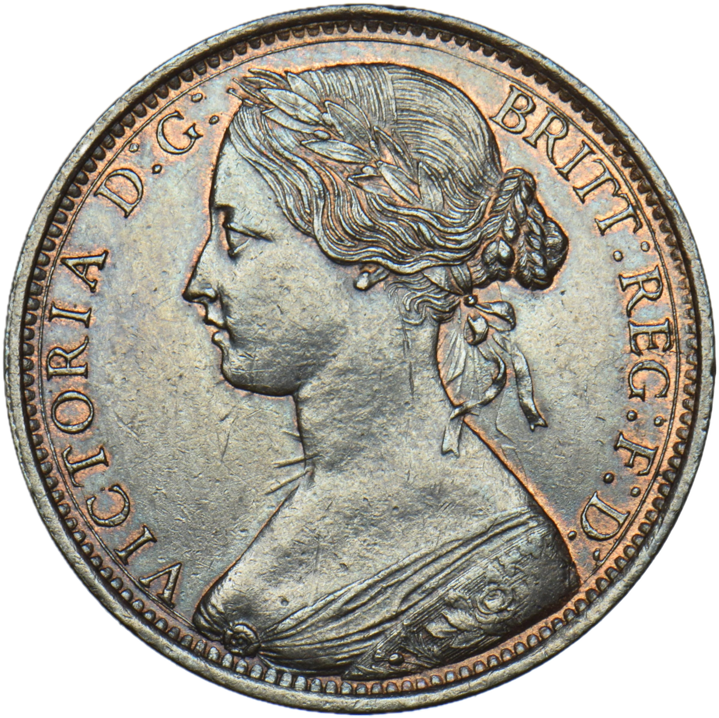 1861 Penny S3954 F33 Obv 6 Rev G UNC