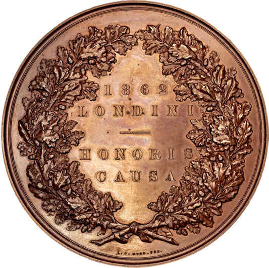 1862 International Exhibition 76.5mm official prize copper medal by LC Wyon in box of issue BHM 2747 E 1553 (Copy)