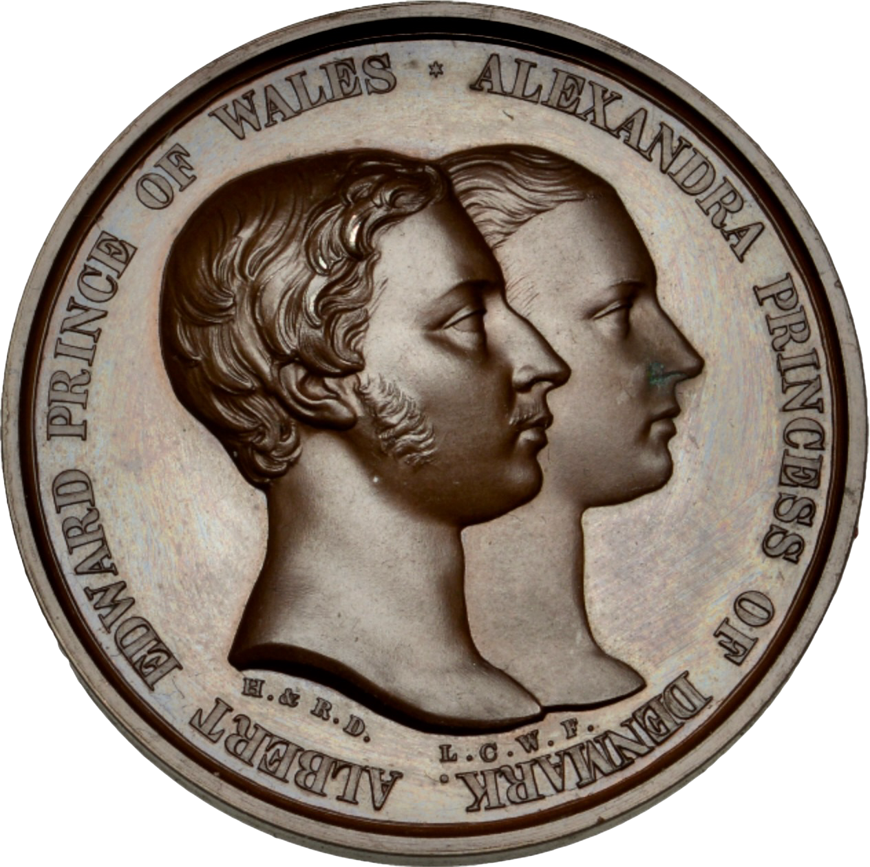 1863 Wedding of Edward and Alexandria 33mm bronze medal by LC Wyon BHM 2771