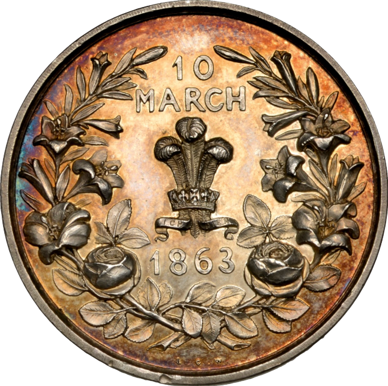 1863 Wedding of Edward and Alexandria 33mm silver medal by LC Wyon BHM 2771 RR