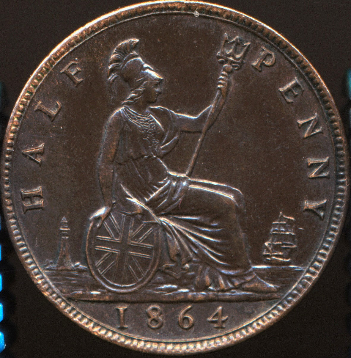 1864 Halfpenny F295 EF