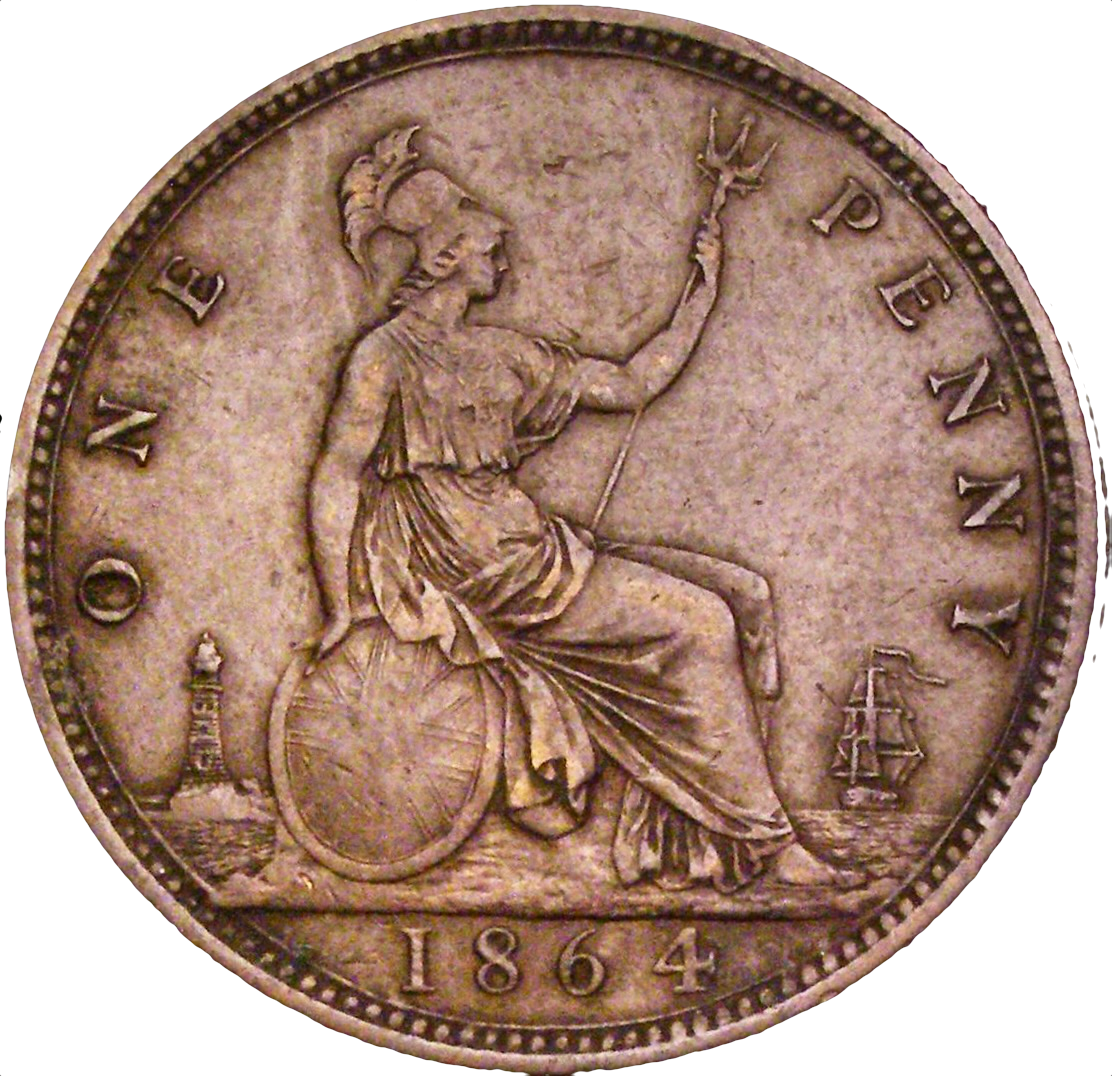 1864 Penny F48 Crosslet 4 Rare NEF