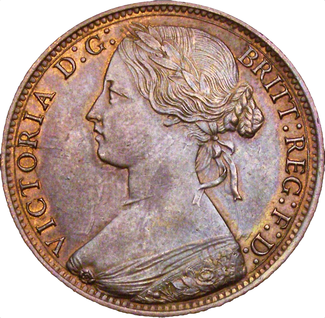 1865 Penny F50 Unaltered date AUNC