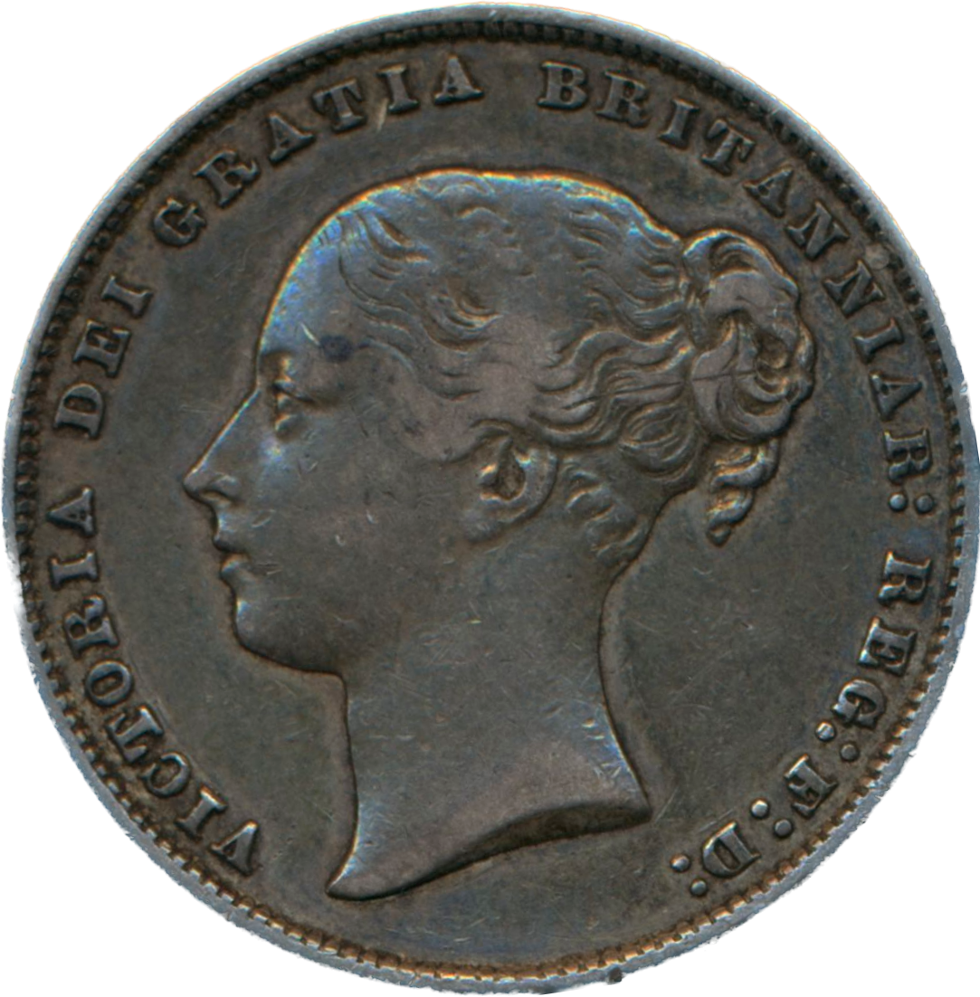 1867 Shilling Second young head die 18 Pellet above die number S3905 ESC 3035 Very rare (R3) F