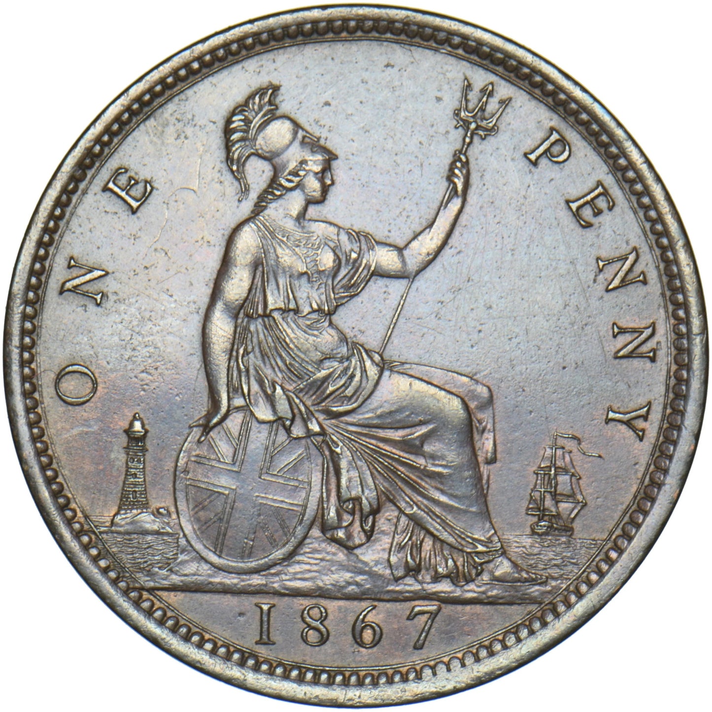 1867 Penny F53 AUNC