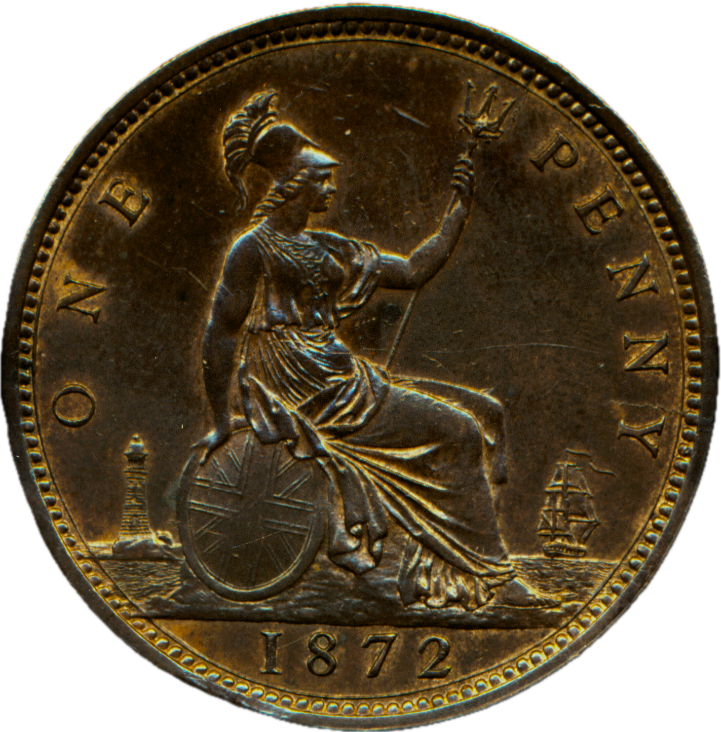 1872 Penny F62 UNC