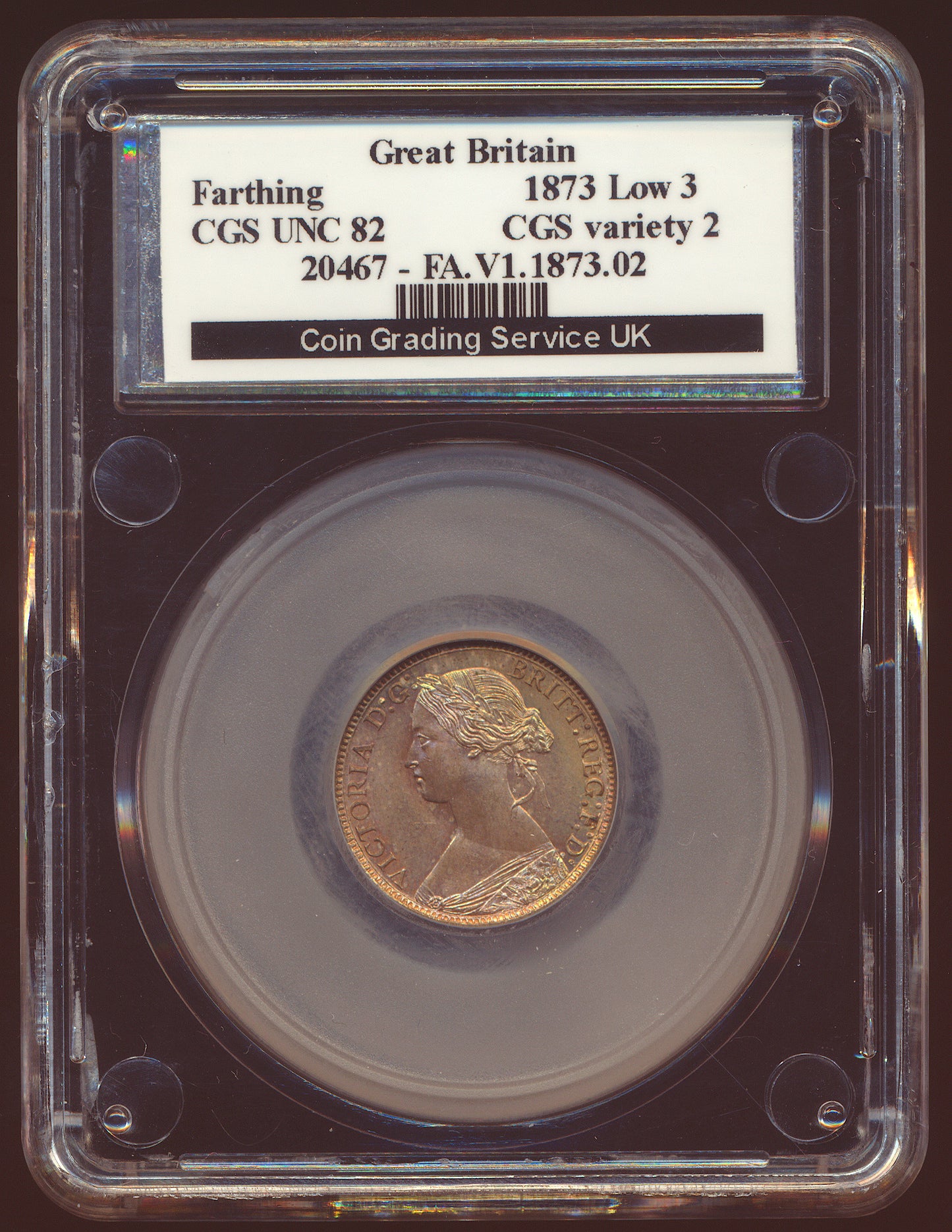 1873 Farthing S3958 F 524 Low 3 CGS82 UNC