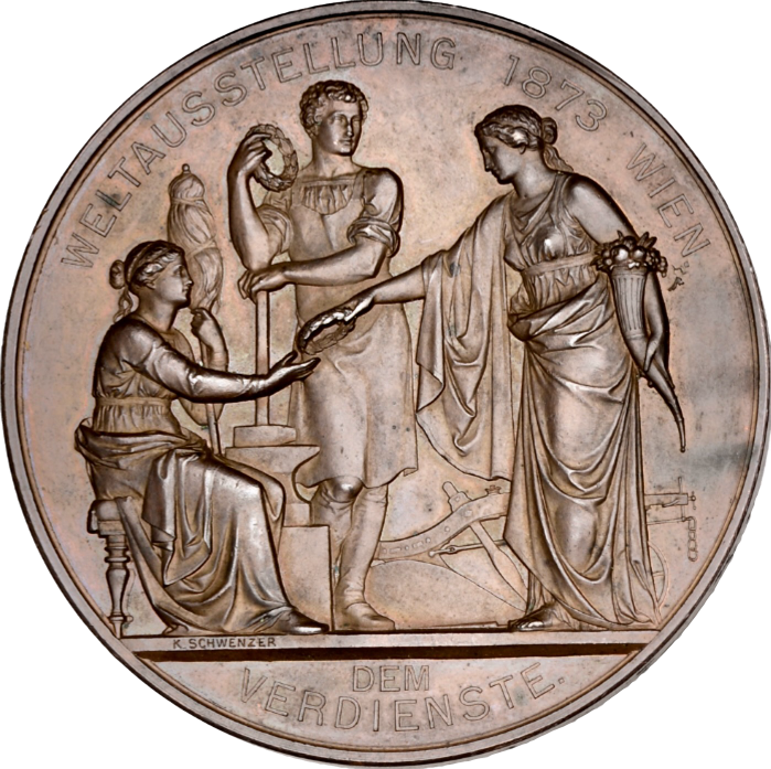 1873 AUSTRIA International Exposition Vienna 70mm bronze medal
