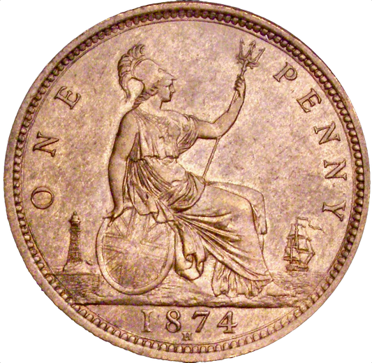 1874H Penny F66 Obv 6 Rev G AUNC