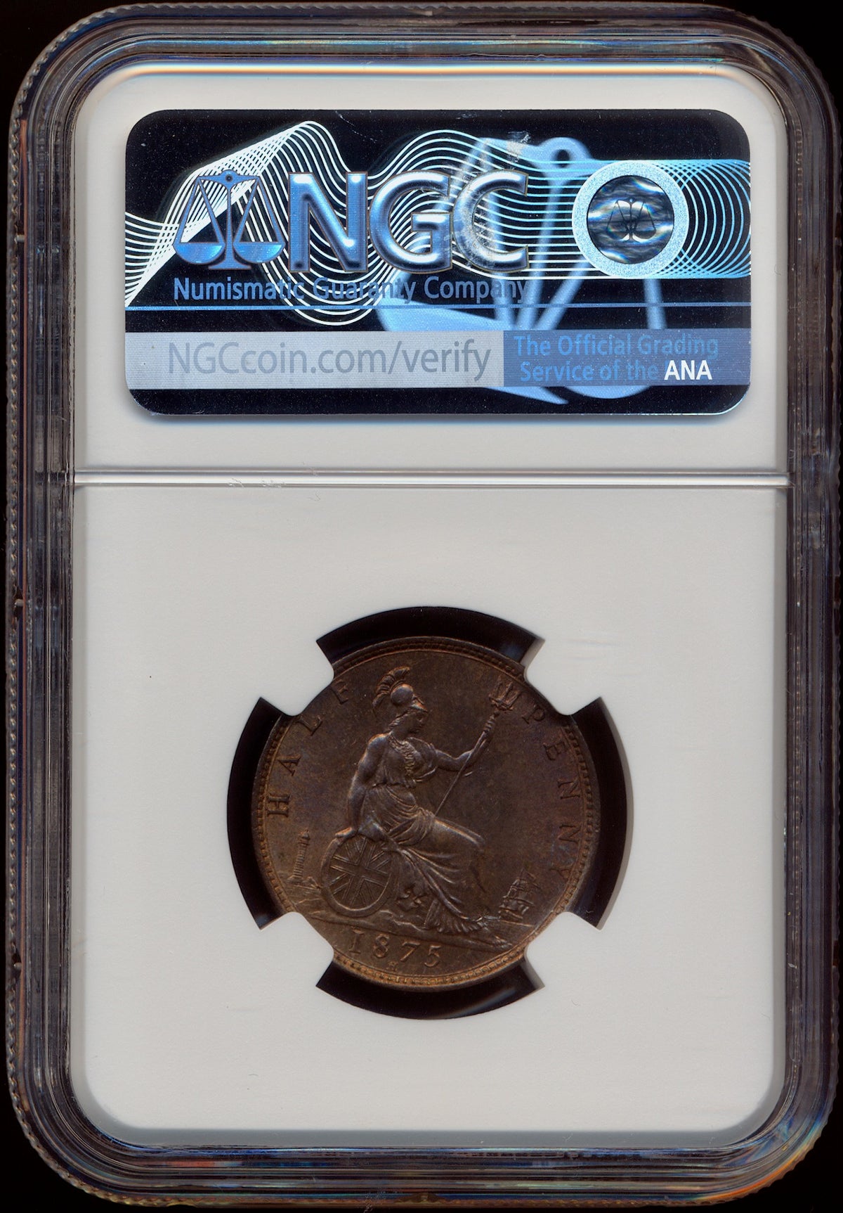 1875H Halfpenny F 323 UNC MS64RB