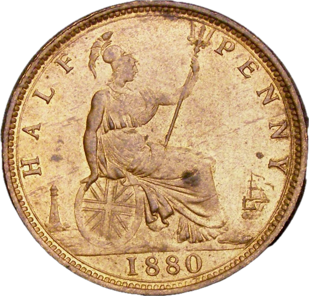 1880 Halfpenny F 340 Rare (R12) UNC