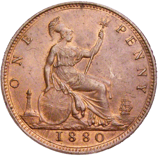 1880 Penny F99 Obv 9 Rev J UNC/AUNC