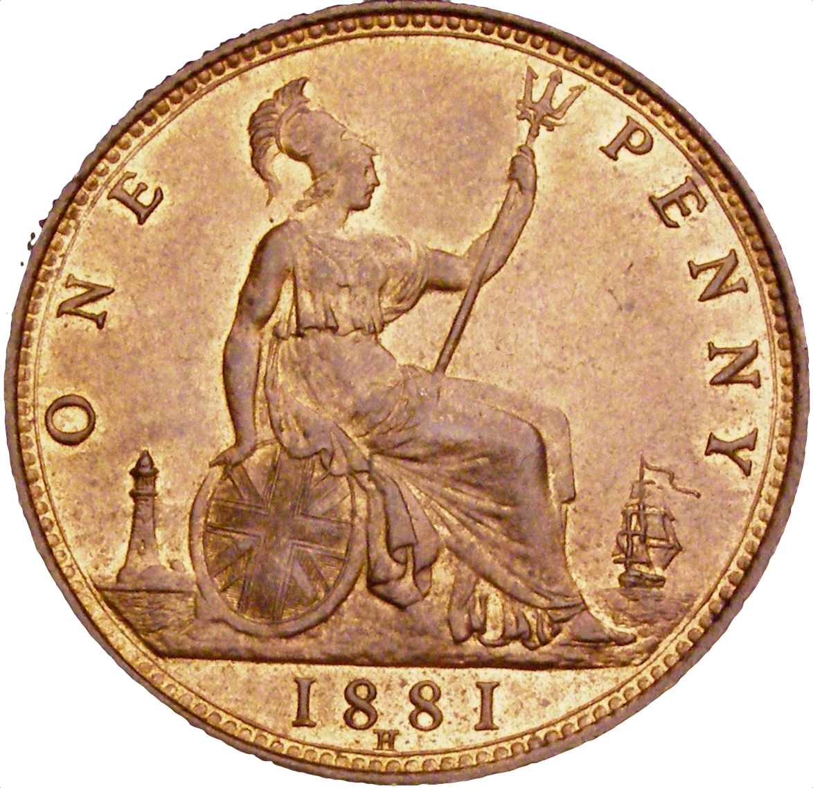 1881H Penny F108 Obv 11 Rev M UNC