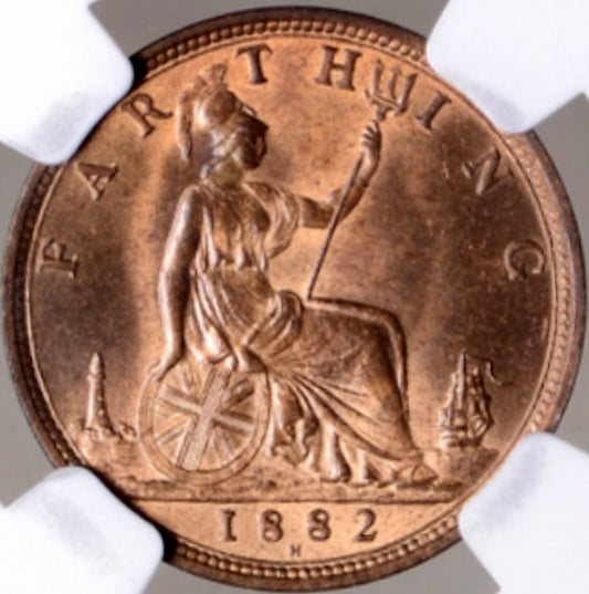 1882H Farthing S3959 F 549 MS 65 RB