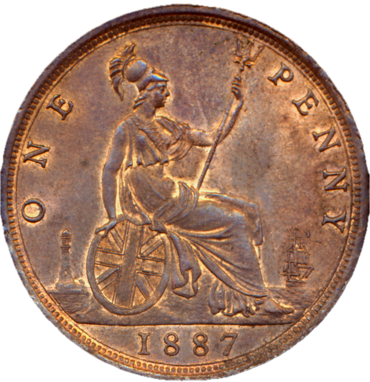 1887 Penny F125 AUNC/UNC