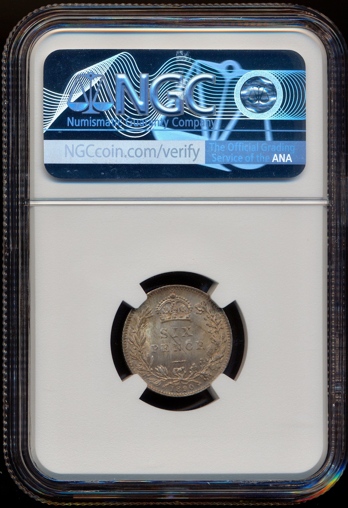 1890 Sixpence S3929 ESC 3280 UNC MS64