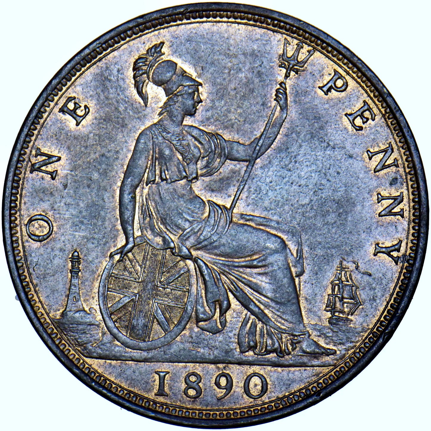 1890 Penny F130 AUNC